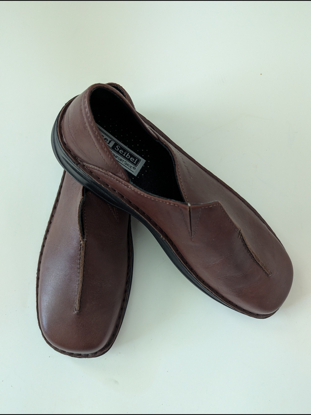 Josef Seibel Women’s Brown Leather Slip-On Loafers - EU43